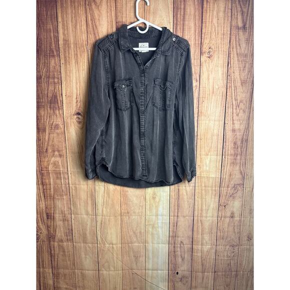 American Eagle Outfitters Boyfriend Fit Button Down Shirt Chambray Women Size XL - Picture 1 of 8
